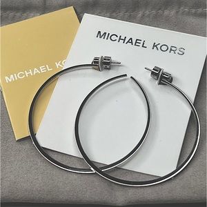 MICHAEL KORS SILVER-TONE WHISPER HOOP EARRINGS